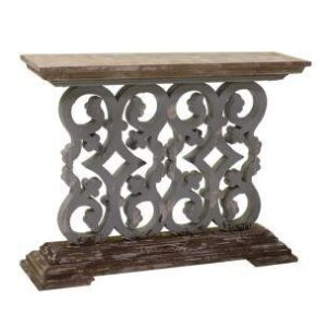 CONSOLLE LEGNO NATURALE CON MONOPIEDE LAVORATO