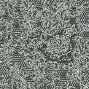 TOVAGLIOLO 33X33CM PIZZO NERO LACE ROYAL BLACK SILVER