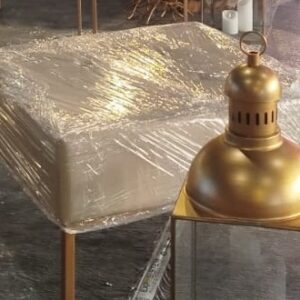 POUFF ECOPELLE BEIGE 75X75